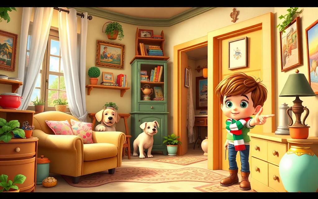 A cutaway Italian flat full of hidden animals and funny objects